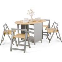 VonHaus Firbeck Folding Dining Table & Chair Set 4 in Grey