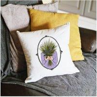Afewhometruths July Birth Flower Cushion in Off-White | Size: 40 cm x 40 cm