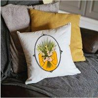 Afewhometruths August Birth Flower Cushion in Off-White | Size: 40 cm x 40 cm