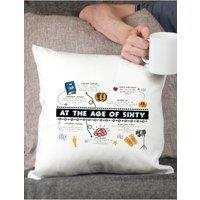 Afewhometruths 60th Birthday Fun Facts Cushion Gift in Off-White | Size: 40 cm x 40 cm