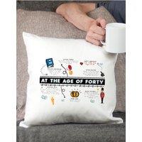 Afewhometruths 40th Birthday Fun Facts Cushion Gift in Off-White | Size: 40 cm x 40 cm