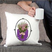 Afewhometruths January Birth Flower Cushion in Off-White | Size: 40 cm x 40 cm