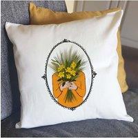 Afewhometruths March Birth Flower Cushion in Off-White | Size: 40 cm x 40 cm
