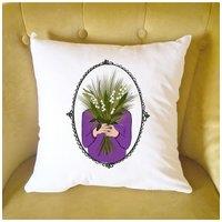 Afewhometruths May Birth Flower Cushion in Off-White | Size: 40 cm x 40 cm
