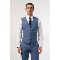 Blue Check Slim Fit Waistcoat