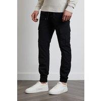 Threadbare Men's 'Prince' Cotton Cuffed Cargo Trousers in Black | Size: XL