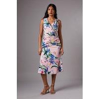 Petite Printed Ruched Slinky Dress