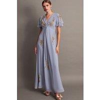 Monsoon Women's Kendra Embellished Maxi Dress Blue | Size: 8