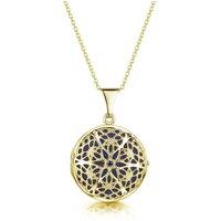 LOVELOX Lockets Women's Round Filigree Locket With Sapphire Stone in Gold