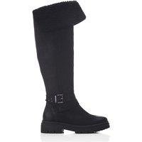 Moda In Pelle Women's 'Indiie' Nubuck Biker Boots in Black | Size: 3