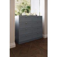 FWStyle 8 Drawer Shaker Style Chest Of Drawers Wide Bedroom Storage Deep Design in Grey