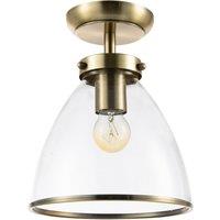 Happy Homewares Industrial Style Ceiling Lamp Fitting with Transparent Glass Shade in Metallic Gold