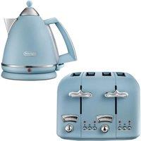 DELONGHI Kettle 1.7L & 4 Slice Toaster Set, Argento in Blue | Size: 2 Pack