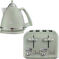 DELONGHI Kettle 1.7L & 4 Slice Toaster Set, Argento in Green | Size: 2 Pack