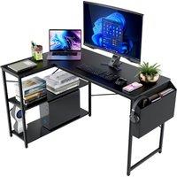 DMD Collective DeskMate Reversible L-Shaped Computer Desk with Storage Shelves, Gaming Desk, Office Desk in Black
