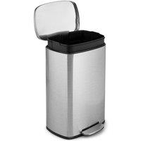 Costway 50L Rectangular Trash Garbage Can Stainless Steel Step Trash Bin Recycling Pedal in Silver