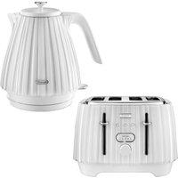 DELONGHI Kettle 1.7L & 4 Slice Toaster Set, Ballerina in White | Size: 2 Pack