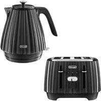 DELONGHI Kettle 1.7L & 4 Slice Toaster Set, Ballerina in Black | Size: 2 Pack
