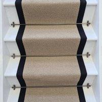 RainbowHome Angel Dark Beige Stair Runner with 100% Cotton Black Border in Brown | Size: 65 cm x 600 cm