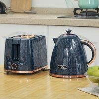 HOMCOM Kettle & Toaster Set 1.7L Kettle & 2 Slice Toaster Set in Blue