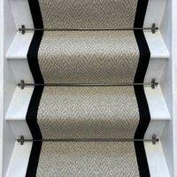RainbowHome Andes Grey Stair Runner With 100% Cotton Black Border | Size: 70 cm x 600 cm