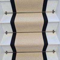 RainbowHome Angel Cream Stair Runner with 100% Cotton Black Border | Size: 50 cm x 650 cm