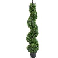 Leaf 120cm Tall Artificial Boxwood Tower Tree Topiary Spiral Metal Top in Green