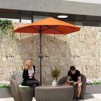 OUTSUNNY 2m Half Garden Parasol Market Umbrella w/ Crank Handle, Base in Orange