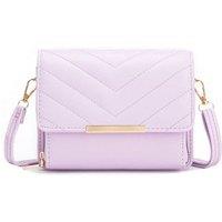JFY Women's Quited Chevron Pattern Zip Around Front Pocket Cross Body Bag in Purple