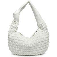 JFY Women's Half Moon Quilted Zip Top Cross Body Bag in White