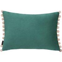 Paoletti Fiesta Soft Velvet Pom Pom Trimmed Cushion in Teal