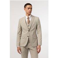 Antique Rogue Men's Putty Check Slim Fit Jacket in Beige | Size: 48R