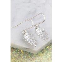 Otis Jaxon London Women's Holly Leaf Sterling Silver Christmas Earrings