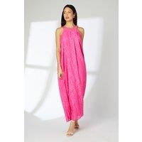 Pink Occasion Jacquard Halterneck Maxi Dress