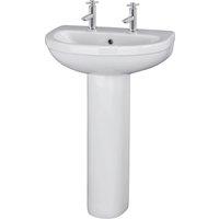 Balterley Round 2 Tap Hole Basin Full Pedestal 550mm in White