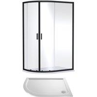 Balterley Ruwa Offset Quad Shower Suite LH, 1200 x 900mm Tray & Enclosure Black