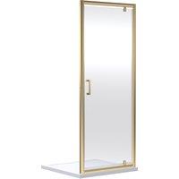 Balterley 6mm Glass Reversible Pivot Shower Door 1900 x 760mm Brushed Brass in Metallics
