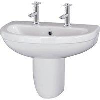 Balterley Round 2 Tap Hole Basin Semi Pedestal 550mm in White