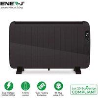 ENER-J 2000W Smart WiFi Electric Radiator Heater - Ultra-Slim Dry-Aluminium Panel, Wall Mounted or Portable - Black