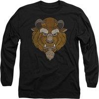 Disney Beauty & the Beast Beast Head Long Sleeve T-Shirt, Black | Size: Small