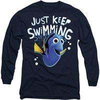 Disney Finding Nemo Dory Just Keep Swimming Long Sleeve T-Shirt, Navy | Size: Small