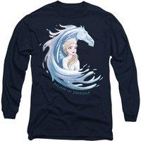 Disney Frozen Believe In Yourself Elsa & Nokk, The Water Spirit Long Sleeve T-Shirt, Navy | Size: Medium