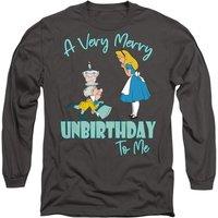 Disney Alice In Wonderland Very Merry Unbirthday To Me Long Sleeve T-Shirt, Charcoal | Size: Small