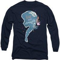 Disney Frozen Find Your Strength Anna Silhouette Long Sleeve T-Shirt, Navy | Size: Medium
