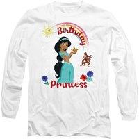 Disney Aladdin Birthday Princess With Jasmine & Abu Long Sleeve T-Shirt, White | Size: Small