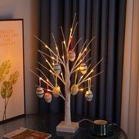 Smartbies Pre Lit Birch Easter Tree Decoration With Hanging Eggs in White | Size: 100g