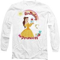 Disney Beauty & the Beast Birthday Princess With Belle & Chip Long Sleeve T-Shirt, White | Size: 2XL