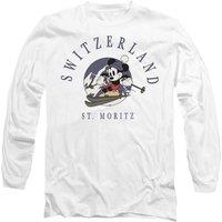 Disney Mickey Mouse Switzerland Blue Long Sleeve T-Shirt, White | Size: XL