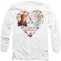 Disney Frozen Valentine's Day Elsa, Anna, Sisters Connected By Love Long Sleeve T-Shirt, White | Size: Large