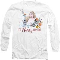 Disney Frozen Valentine's Day Olaf, I'd Flurry For You Elsa Long Sleeve T-Shirt, White | Size: Medium